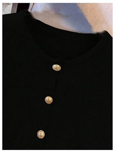 Image of RoseSeek Women's Button Down Sweater Vest Sleeveless Crewneck Knit Outerwear Old Money Knitwear