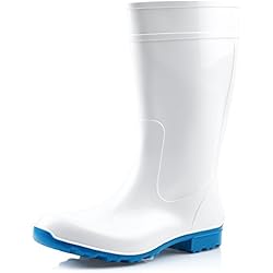 Ladeheid Botas de Agua Antideslizantes en PVC Mujer LA-967 (Blanco/Azul, 38 EU)