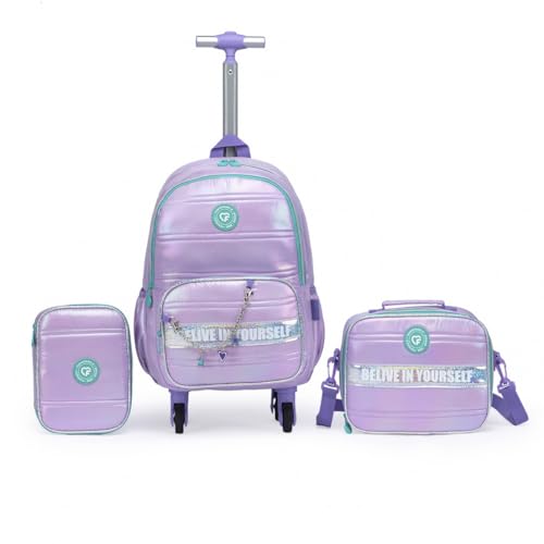 Kit Mochila de Rodinhas 360 Escolar Juvenil Feminina Reforçada