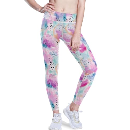 Leggings de yoga con flores de acuarela para entrenamientos y estilo casual diario