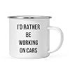 NA Grappig schrullig hobby 10oz. Roestvrij stalen kampvuur koffiemok geschenk, ik zou meer aan auto’s werken, 1-pack…
