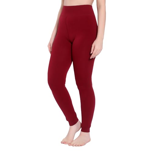 Image of Brachy Women's Winter Thermal Leggings | Warm Fur Lined Stretchable High Waist Thermal Leggings Without Socks | Footless Skinny Fit Winter Bottom Wear for Daily & Casual Use- (BCA FURLEG0X1-P)