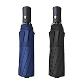 RONIARE 2 Packs Travel Umbrellas for rain Windproof Compact Umbrella Folding Small Strong and Portable Automatic Open and Close - Men and Women (Black + Blue)
