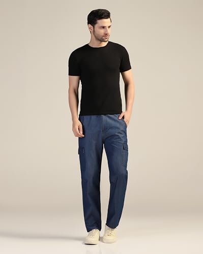Image of TAGDO Men's Straight Fit Cotton Cargo Jeans Pant (2040)