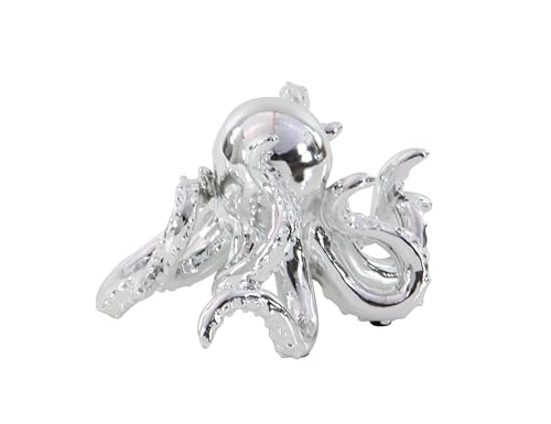 Image of Deco 79 Polystone Octopus Decorative Sculpture Home Decor Statue with Long Tentacles and Suctions Detailing, Accent Figurine 12 inch x 7 inch x 7 inch, Silver