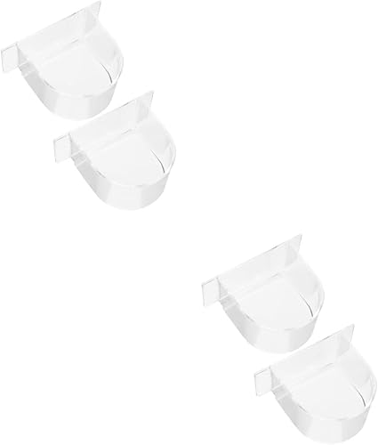 Miniatura 1 de POPETPOP 4 unids Semicírculo Contenedor de Alimentos Vasos de Agua Vasos de Agua Mascota Guacamayo Jaula Budgie Agua Vasos de Agua Plástico Tazón de