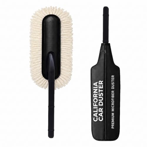 Image of Car Duster Brush with Extendable Handle | Soft Cotton Car Cleaning Duster | Scratch Free Dust Remover for Car, SUV, Bike & Home | Reusable Washable Cleaning Brush