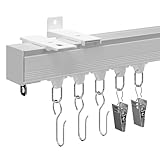 RUIMS Binario per tenda da soffitto, autoadesivo, senza trapano, montaggio a parete 3 in 1, asta per tenda da soffitto patchwork, guida per tenda da doccia, protezione della privacy per stanze aperte