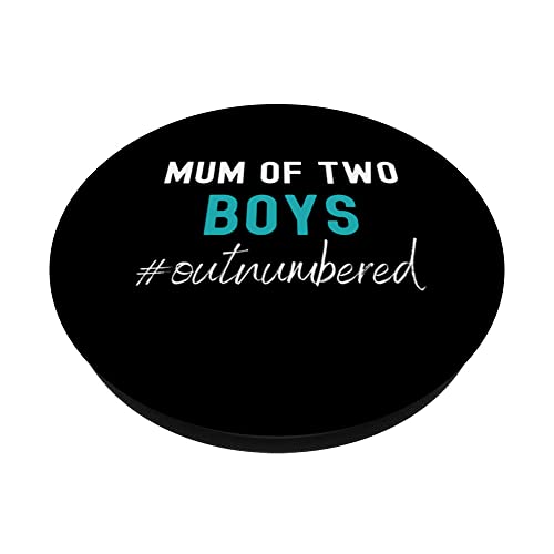 Mum Of Boys Outnumbered Funny Mother's Day Mum Of Two Boys PopSockets Swappable PopGrip, Black - Image 2