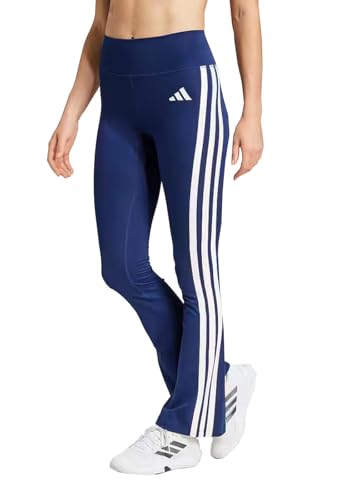 adidas Donna Optime Essentials 3 Stripes Flared Leggings, dark blue/white, S