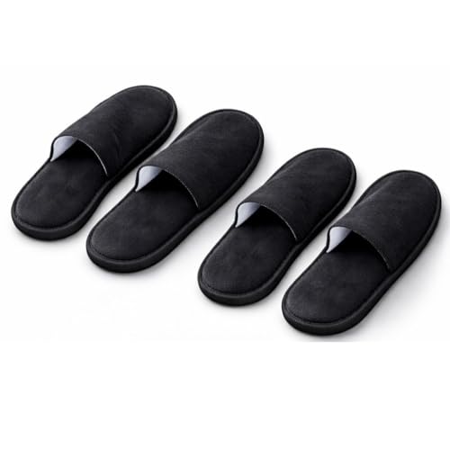 topolenashop 2 Paia Pantofole Monouso Hotel Nere Chiuse Taglia 39/42 Unisex Antiscivolo – Ciabatte Ospiti da Viaggio Spa B&B Leggere e Confortevoli 90127