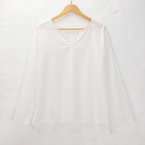 Linen Shirts for Men 3/4 Sleeve V Neck Pullover Henley Shirts Summer Solid Loose Fit Yoga Vocation Beach Shirts Tunic2