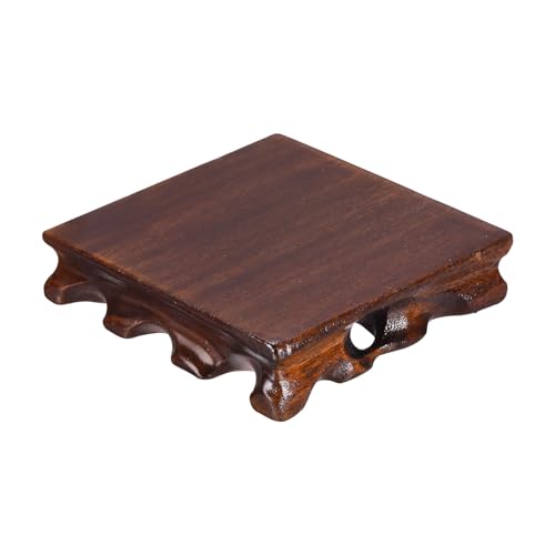 PATIKIL Wooden Display Stand, 4 x 4 Inch Square Teapot Vase Bonsai Base Wood Stand Holder for Home Office Decoration