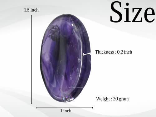 Image of Amazing Gemstone Set of 4 Thumb Worry Rubbing Stone for Anxiety Healing ~ Amethyst, Rose Quartz, Clear Quartz, Black Agate Oval Cabochon Stone ~ Easy to Carry Natural Crystal Pocket Palm Stone