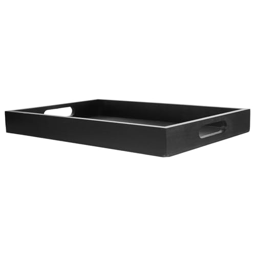 SOIMISS Bandeja Rectangular Plato para Servir Dividido Bandejas para Servir Comida Llave Rectángulo Largo Platos y Bandejas para Servir Bandeja De Refrigerios Lámina Servicio Madera Black