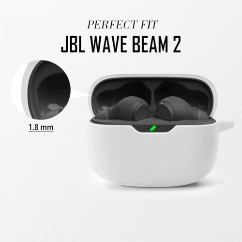 Image of LIRAMARK Silicone Cover Case with Carabiner Compatible with JBL Wave Beam 2 (2024) (White)