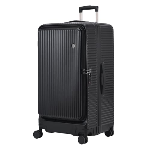 Image of Kaleenie 29 Inch Aluminum Checked Luggage with Side Opening Zipper, Lightweight Hardshell ABS+PC Suitcase with TSA Lock, 360 Universal Wheels, Black