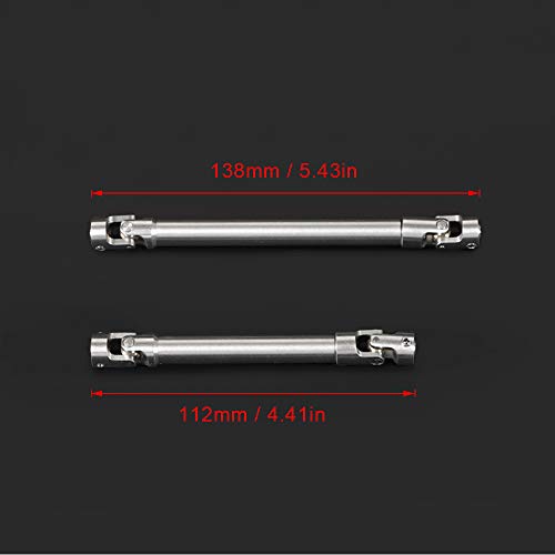 Fauge 2Pcs Steel Drive Shaft for 1/10 RC Crawler TRX4 TRX6 Axial SCX10 Wraith Capra D90 TF2 Redcat GEN8,C