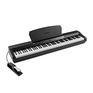 Alesis Prestige Artist – Digitale piano met 88 gewogen toetsen van volledig formaat met gegradeerde hammeractie, 30 keyboard piano geluiden en ingebouwde luidsprekers,Zwart
