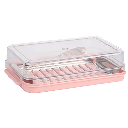 Pilipane Stainless Steel Cream Storage Box, Cream Cutter Container, Cheese Storage Box with Transparent Cover, Freezer Safe Cream Holder with Cover Good Kitchen(Pink), Cream Cutter Container But