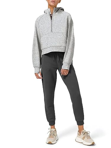 LASLULU Womens Cropped Hoodies Sport Athletic Zip Up Hoodie Sweater Fleece Lined Sweatshirt Long Sleeve Pullover Fall Fashion 2024 Pockets(Light Grey Small)