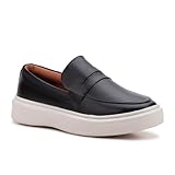 Sapato Loafer Masculino Mocassim Couro Casual Comfort Luxo (Preto, BR, Adulto, Numérico, 41)