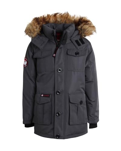 Image of CANADA WEATHER GEAR Boy Winter Coat - Heavyweight Water and Wind Resistant Boys Winter Parka Jacket Ski Insulated Outerwear, Size 14-16, Coal Grey