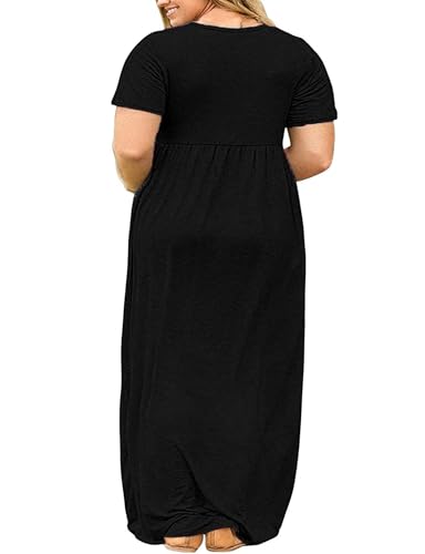 Kancystore Women's Short Sleeve Plus Size Maxi Dress with Pockets Loose Casual Summer Dresses2