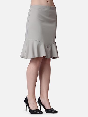 Image of POPWINGS Casual Twill Frill Knee Length Pencil Skirt for Women || Stylish Summer Skirt for Women || Knee-Length Skirt for Women || Semi-Formal Women Skirt
