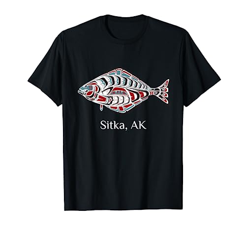 Sitka, Alaska Heilbutt PNW Indianer Tribal Geschenk T-Shirt