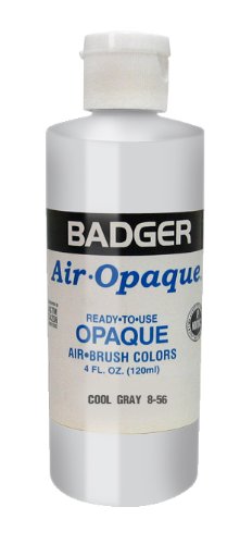 Badger Air-Brush Company Air-Opaque Airbrush Ready Water Based Acrylic Paint, Cool Grey, 4-Ounce