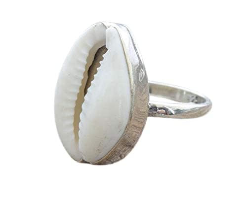 Miniatura 1 de Cowrie Shell Ring Beach Shell Ring 925 Sterling Silver Ring Size Shell Ring For Women Summer Ring Gypsy Tribal Ethnic Handmade Jewelry Boho Style