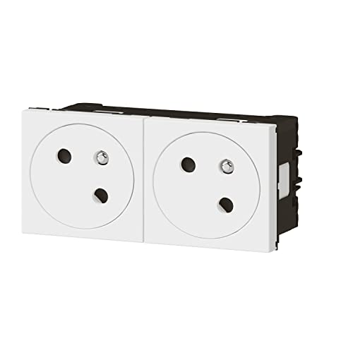 Prise double murale avec terre Legrand Mosaic Surface Link 45° 2P+T - 3