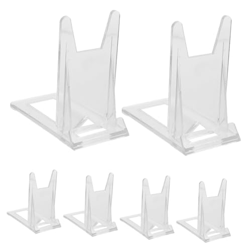 KICHOUSE Acrylic Plate Display Stand Set 6pcs Frame Holder Book Rack Small Plate Stand Easy Assembly Modern Home Office Decor