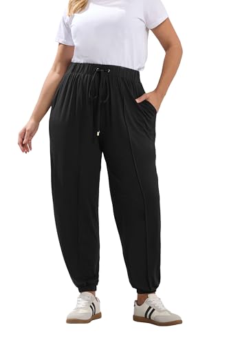 Image of Yours - Jersey Harem Joggers - Women's - Plus Size Curve Black