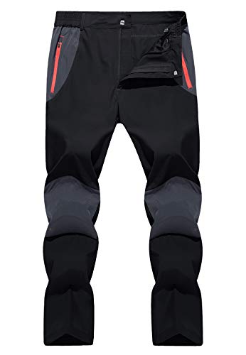 TACVASEN Men s Waterproof Hiking Pants Quick Dry Lightweight Summer Spring Pants Black, 36