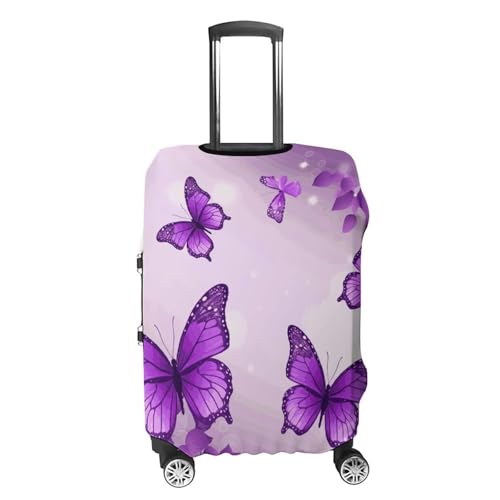 Purple Butterflies Luggage Cover, Washable Elastic Suitcase Cover Protector Fit 18-32 Inch Luggage4