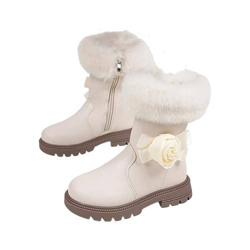 IWIHMIV Girls Mid Calf Boots Outdoor Winter Dress Boots with Side Zipper Girls Dress Boots Casual Winter Tall Boots