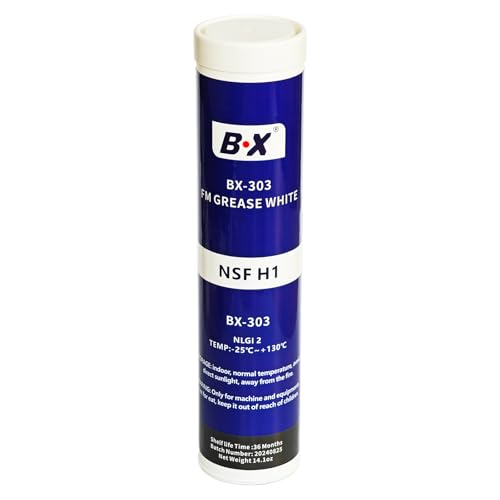 BX-303 FM Food Grade Grease NSF H1 Certified White Lithium Grease Lubricant for Food Machinery, Bearings & Commercial Kitchen Equipment 14.1oz(400g)