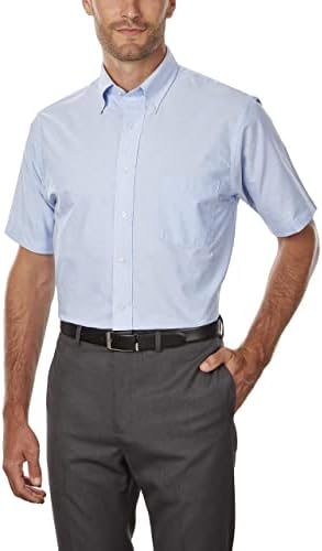 Van Heusen Men's Men's Short Sleeve Oxford Dress Shirt Dress Shirt (Pack of 1)