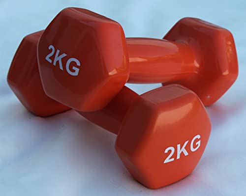 Lisaro Juego de 2 mancuernas de vinilo con superficie de vinilo, ideal para gimnasia aeróbica o pilates. Peso: 2 kg Cover
