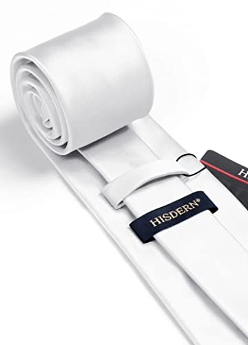 Image of HISDERN Mens Solid Color Ties Formal Satin Necktie and Pocket Square Set Classic Wedding Business Tie & Handkerchief