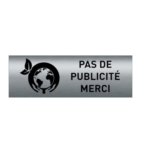 AUA SIGNALETIQUE - Plaque SIGNALÉTIQUE Aluminium Brossé AluSign 75X25 mm - (Pas de Publicité Noir)