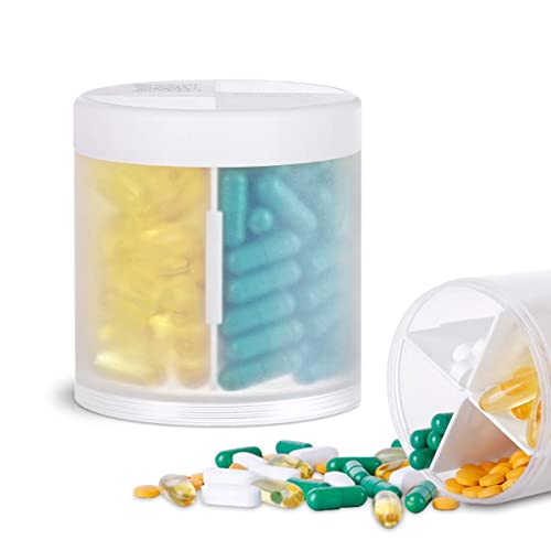 KIGI Extra Large Supplement Organizer with 4 Compartments Easy Open Pill Dispenser Monthly Medicine Vitamins Organizers Storage Pill Bottles,Transparent