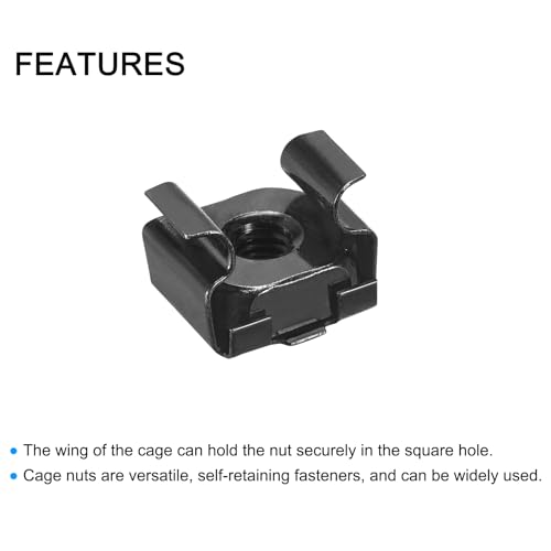 QUARKZMAN Einrastkäfigmuttern, M4 x 0,7 mm Karbonstahlnuss für Serverregal-Schrank 5 Stück