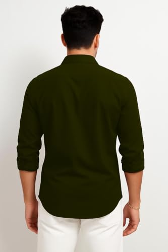 Image of Men's Casual Cotton Blend Shirt | Regular Fit | Full Sleeve | Solid Design