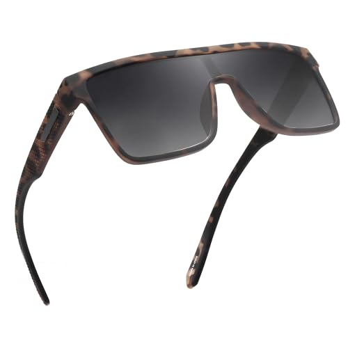 Image of GLINDAR Polarized Sunglasses Men Flat Top Womens, Oversized Square Shield | One Piece,Trendy,Lightweight,Driving