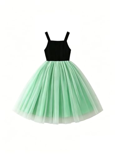 URAQT Mädchen Kostüm Kleid, Kinder Prinzessin Kostüm für Karneval Party Cosplay Verkleidung Halloween Fest Geburtstag, mit Zubehör Krone Zauberstab, 110CM