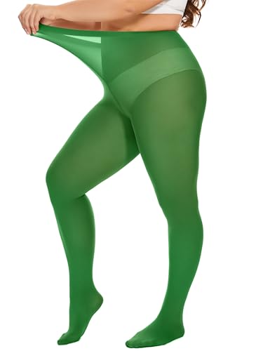 Image of DUCMODA Plus Size Tights for Women, Ultra Soft Solid Color Semi-Opaque Pantyhose, Nylon High Waist Stockings 1X 2X 3X 4X