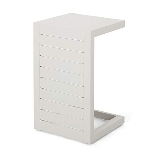 Christopher Knight Home Jesse Coral Outdoor Modern Aluminum C-Shaped End Table, White